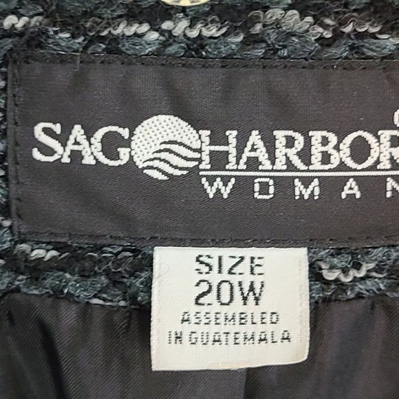 Sag Harbor Women's (20W) Black & Gray Tweed Lined Button Closure Jacket Coat - Picture 7 of 9